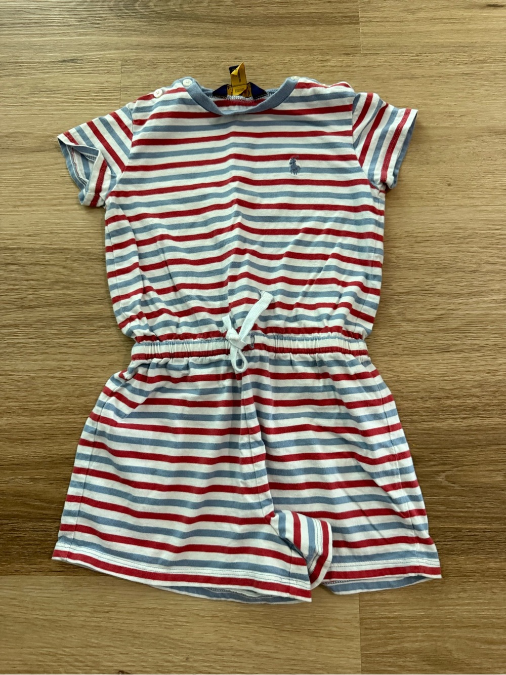 Polo by Ralph Lauren Red, White & Blue Striped Cotton Romper